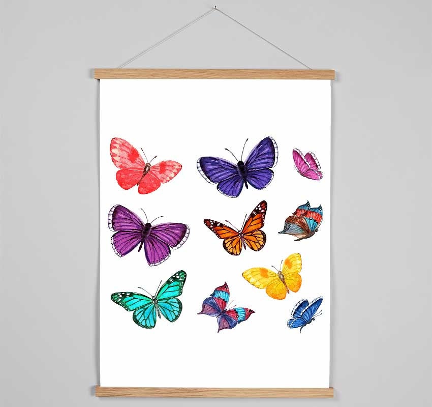 Rainbow Butterflies Hanging Poster - Wallart-Direct UK