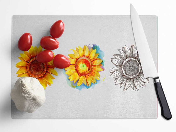 Sunflower Trio Glass Chopping Board