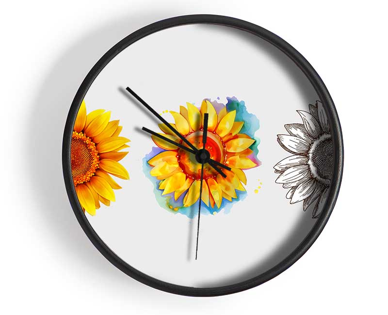 Sunflower Trio Clock - Wallart-Direct UK