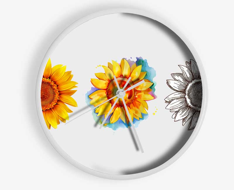 Sunflower Trio Clock - Wallart-Direct UK