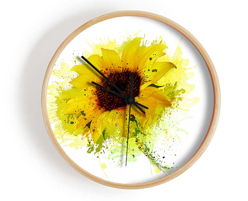 Sunflower Splash 1 Clock - Wallart-Direct UK