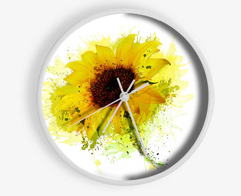 Sunflower Splash 1 Clock - Wallart-Direct UK