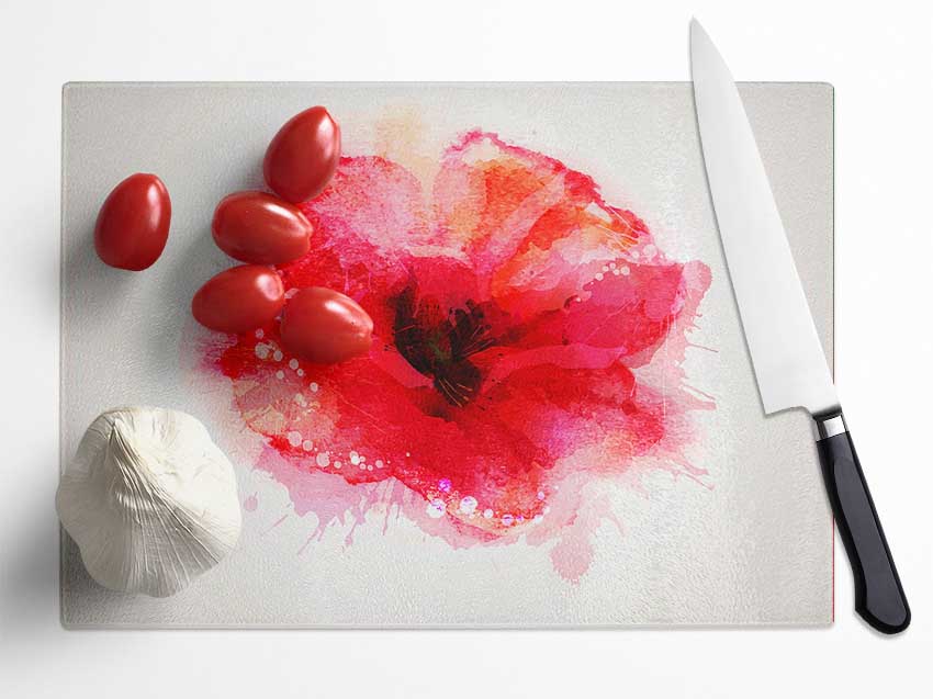 Delicate Poppy Glass Chopping Board