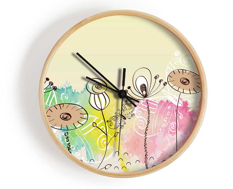 Pastel Garden Clock - Wallart-Direct UK