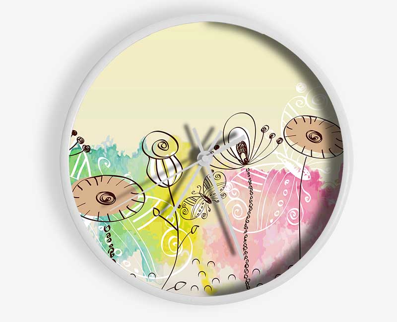 Pastel Garden Clock - Wallart-Direct UK