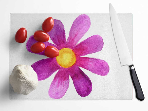 Pink Daisy Face Glass Chopping Board