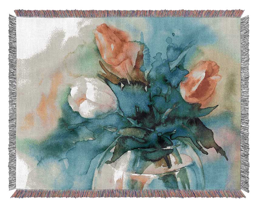 Tulip Flower Arrangement Woven Blanket