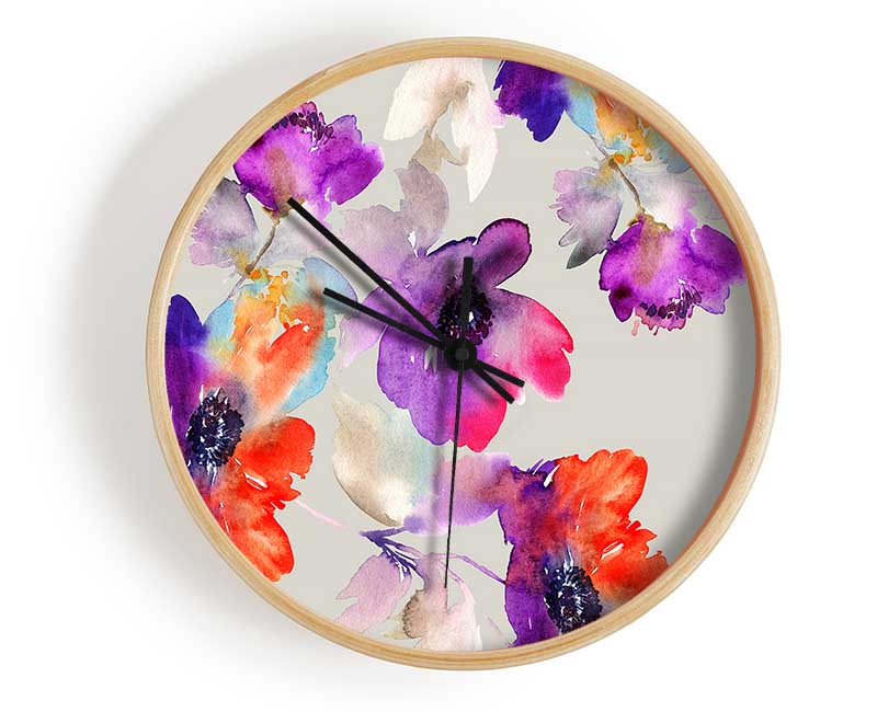 Watercolour Petals Clock - Wallart-Direct UK