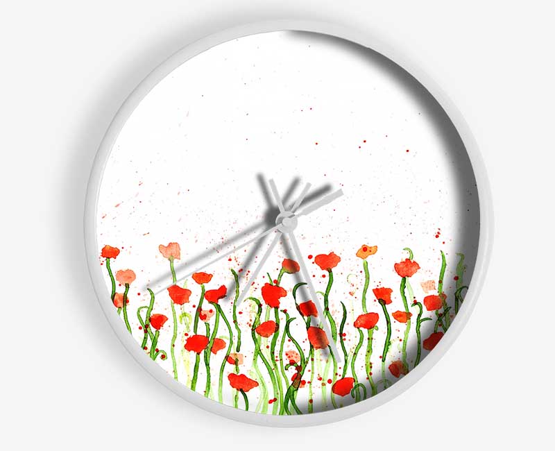 Red Poppy Garden Splash Clock - Wallart-Direct UK