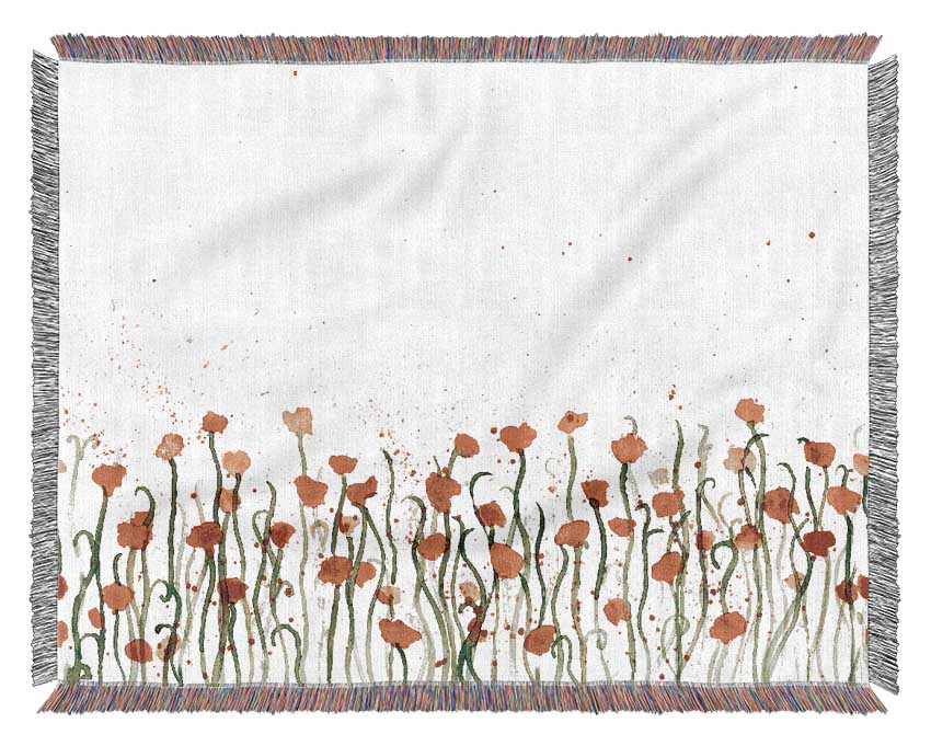 Red Poppy Garden Splash Woven Blanket