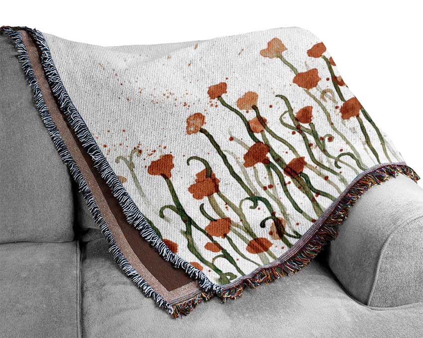 Red Poppy Garden Splash Woven Blanket