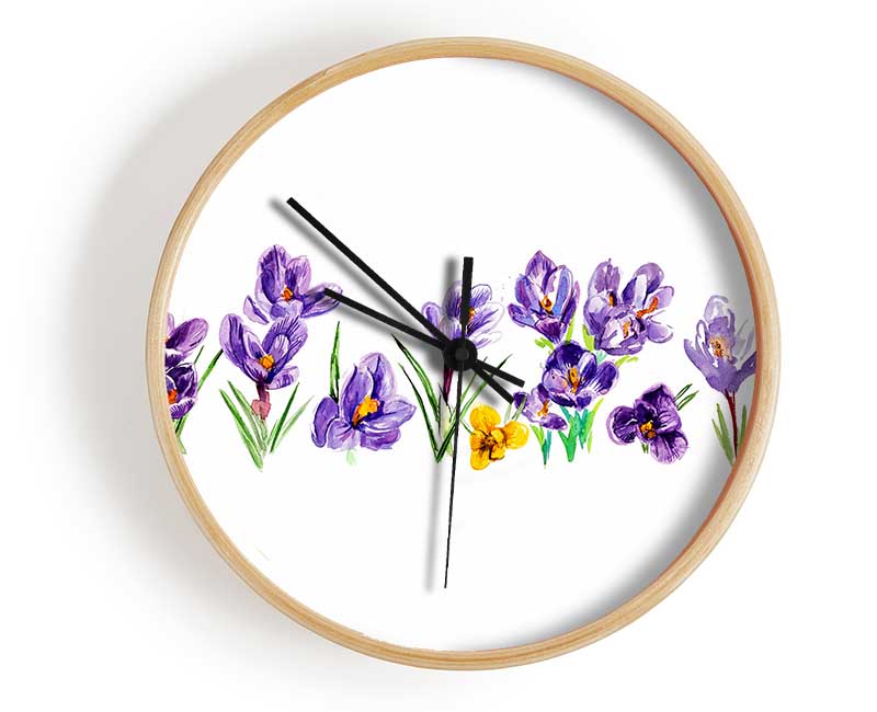 Purple Crocus Clock - Wallart-Direct UK