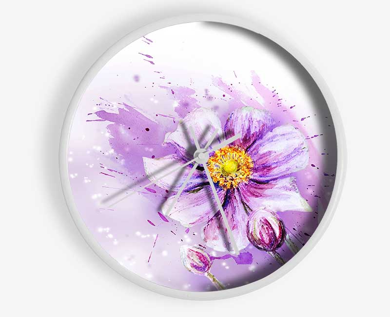 Purple Daisy Bloom Clock - Wallart-Direct UK