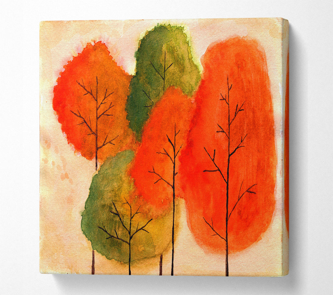 A Square Canvas Print Showing Autumn Trees 1 Square Wall Art