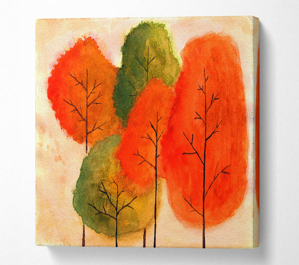 A Square Canvas Print Showing Autumn Trees 1 Square Wall Art