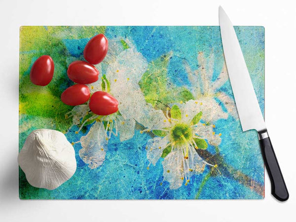 Cherry Apple Blossom Glass Chopping Board