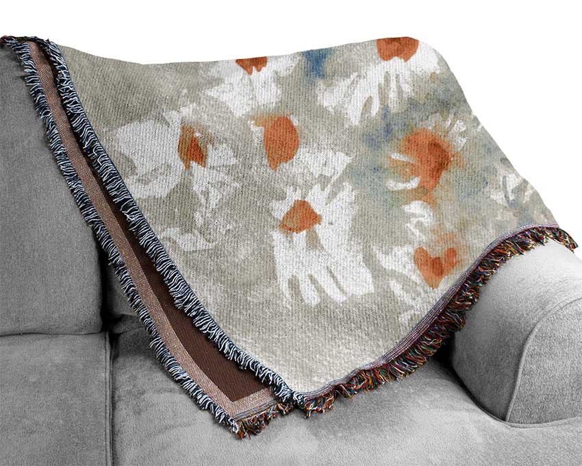 Abstract Daisy Blues Woven Blanket