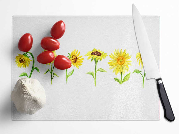 Sunflower Row Glass Chopping Board