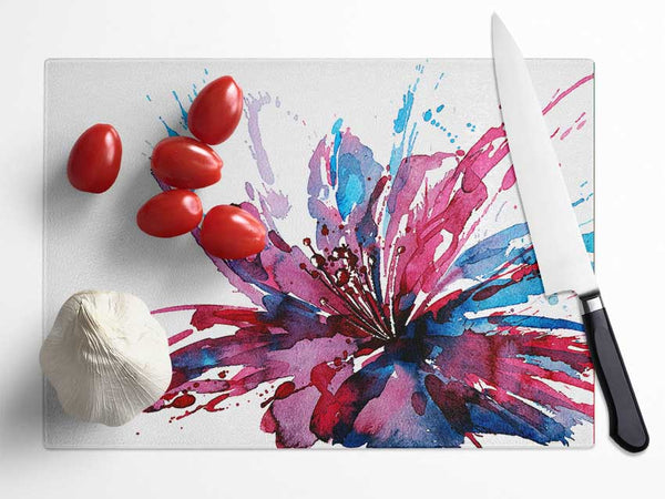 Lily Splash Glass Chopping Board