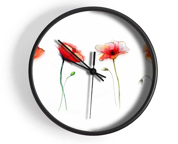 Beautiful Red Poppies Clock - Wallart-Direct UK