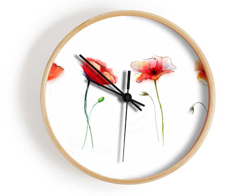 Beautiful Red Poppies Clock - Wallart-Direct UK