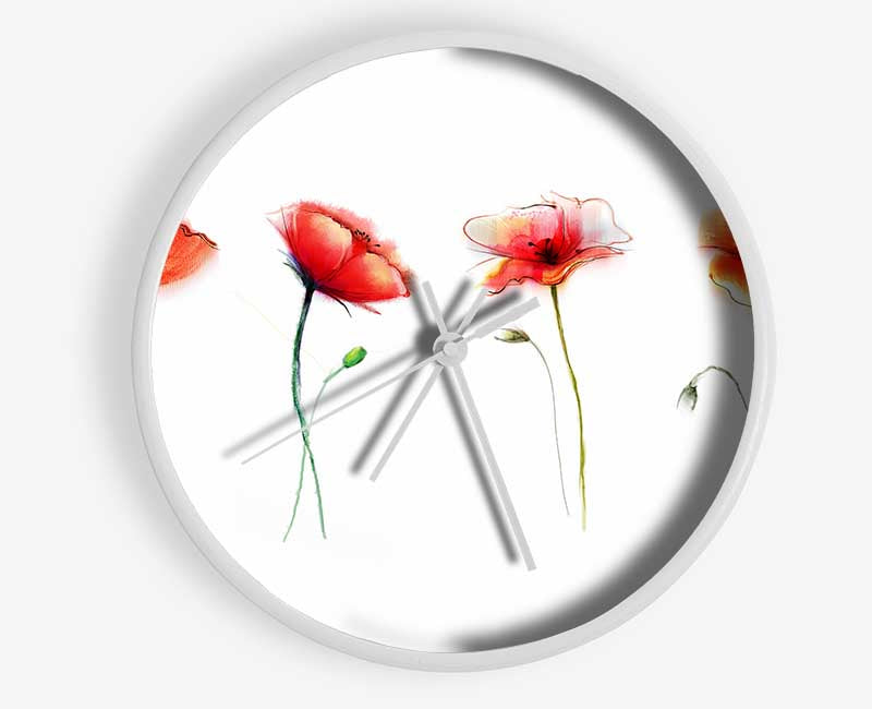 Beautiful Red Poppies Clock - Wallart-Direct UK