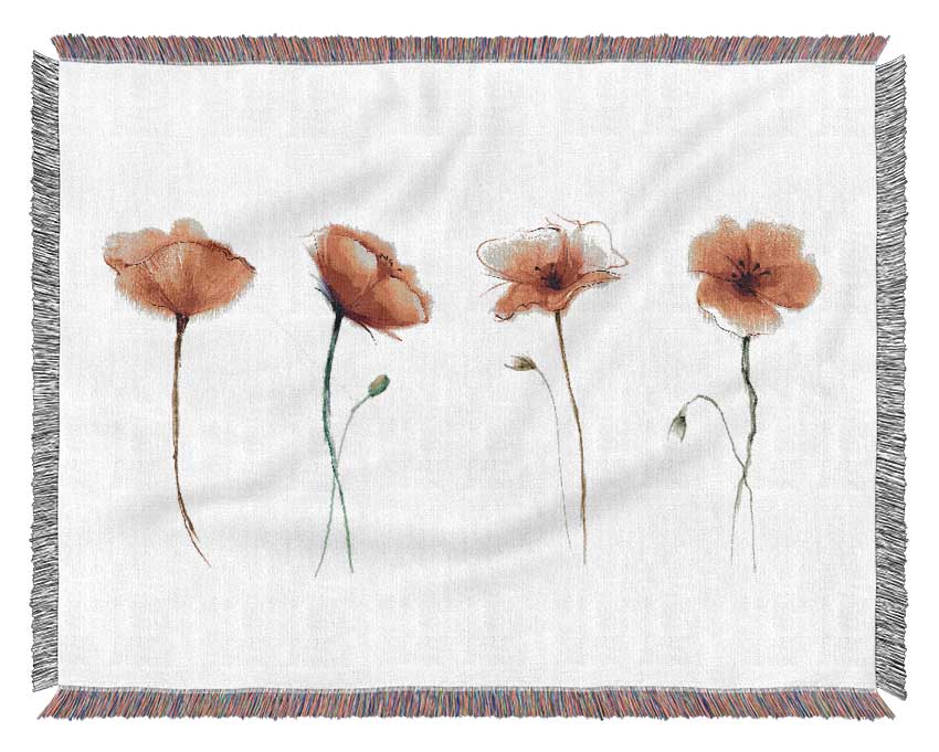 Beautiful Red Poppies Woven Blanket