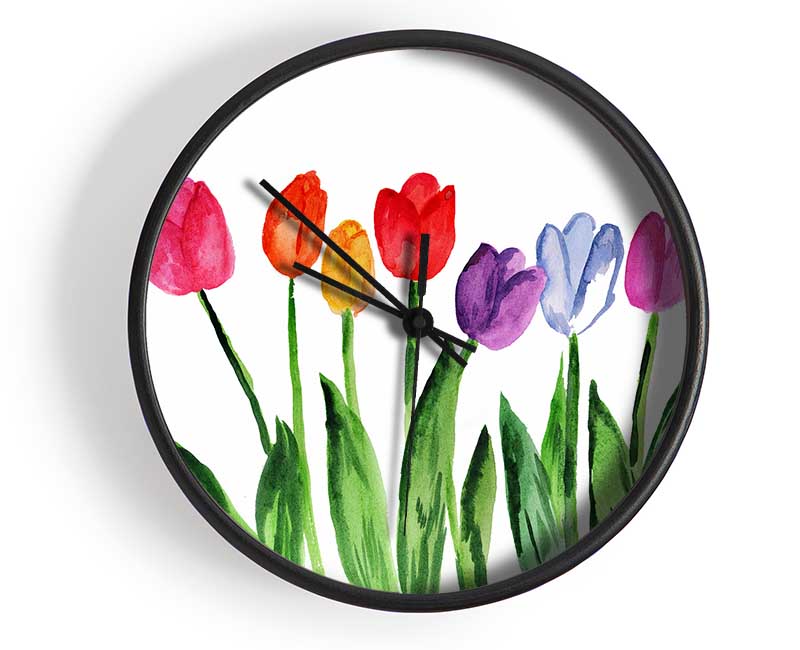 Tulip Rainbow Clock - Wallart-Direct UK