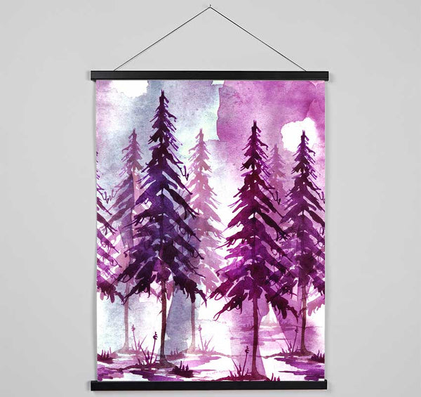 Purple Tree Line Hanging Poster - Wallart-Direct UK