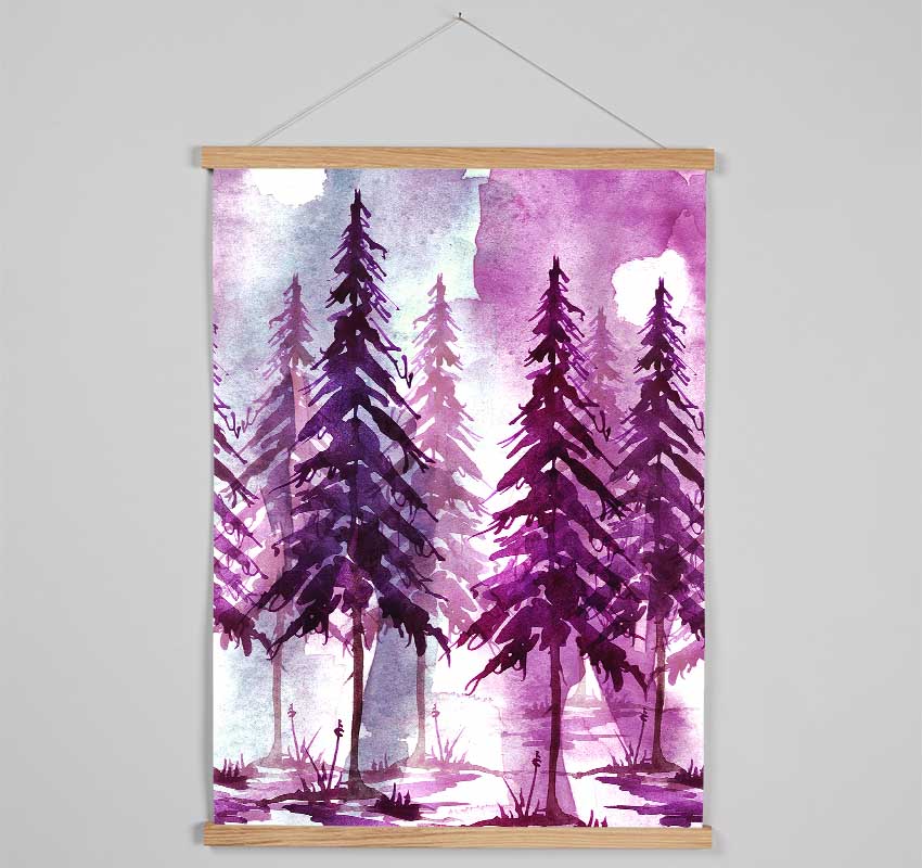 Purple Tree Line Hanging Poster - Wallart-Direct UK