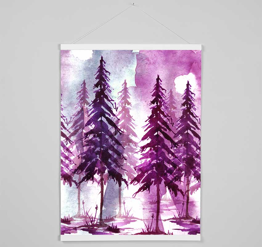 Purple Tree Line Hanging Poster - Wallart-Direct UK