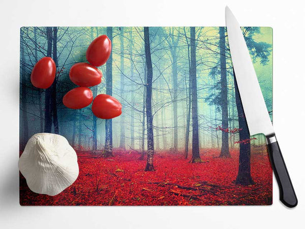 Mist In The Red Forest Glass Chopping Board