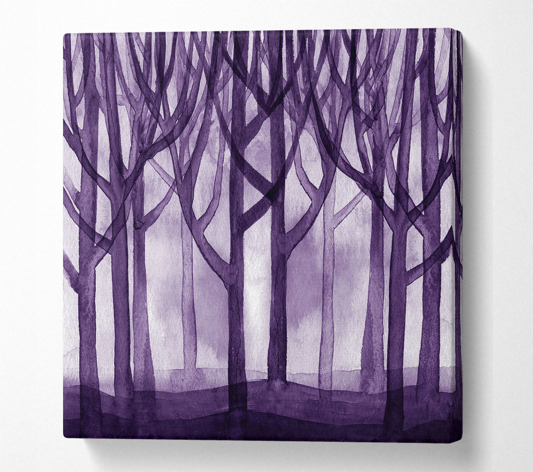 A Square Canvas Print Showing Purple Woodland Square Wall Art