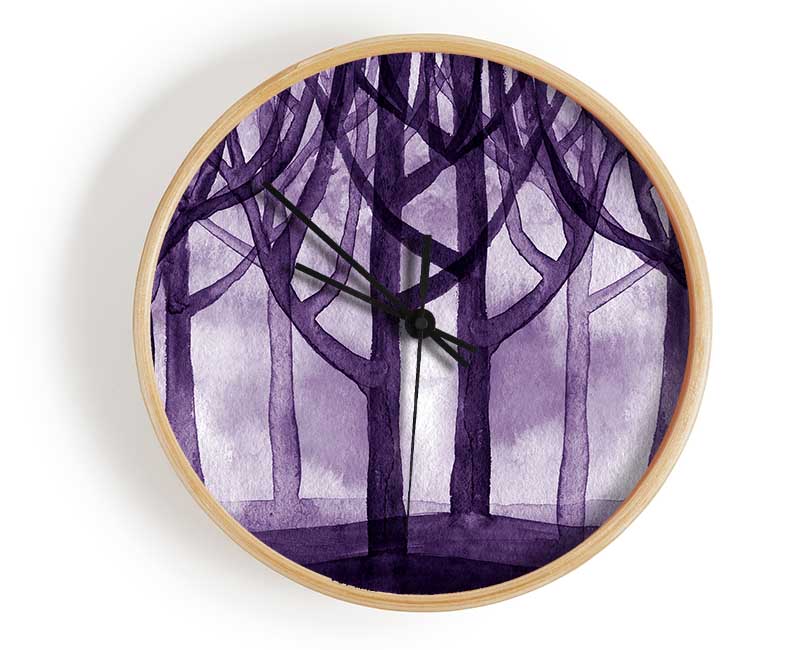 Purple Woodland Clock - Wallart-Direct UK