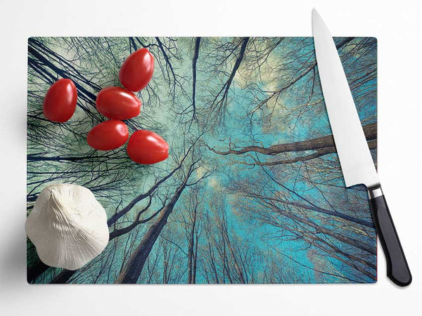 Sky Of Trees Glass Chopping Board