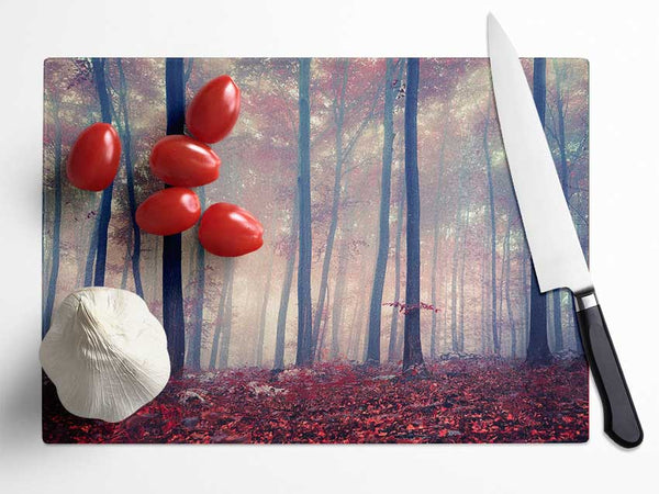 Misy In The Red Forest Glass Chopping Board