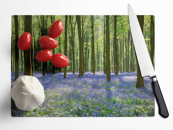 Mystical Bluebell Woodland Glass Chopping Board