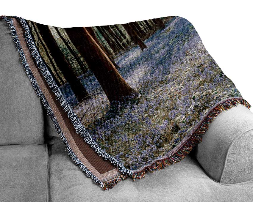 Mystical Bluebell Woodland Woven Blanket