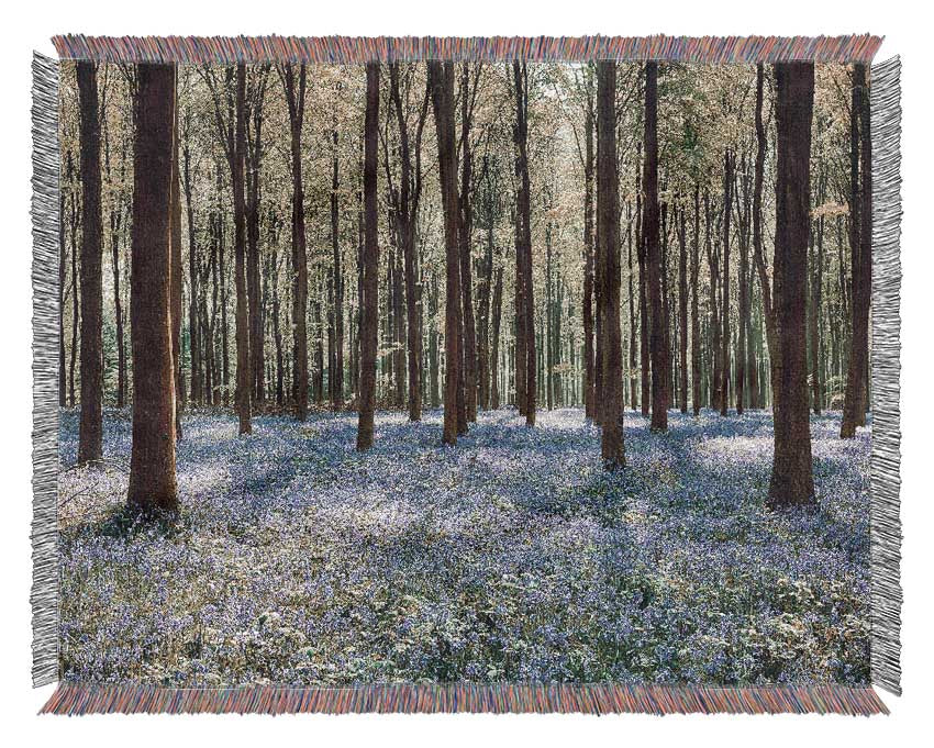 Mystical Bluebell Woodland Woven Blanket