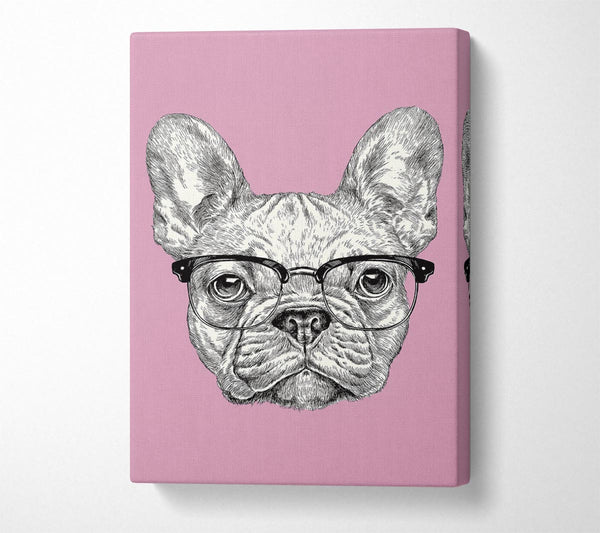 Picture of French Bulldog In Glasses Canvas Print Wall Art