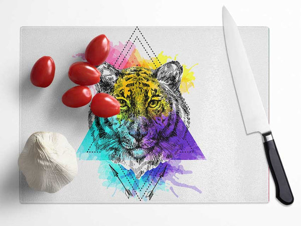 Tiger Paint Splat Glass Chopping Board