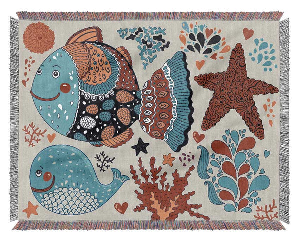 Happy Fish Woven Blanket