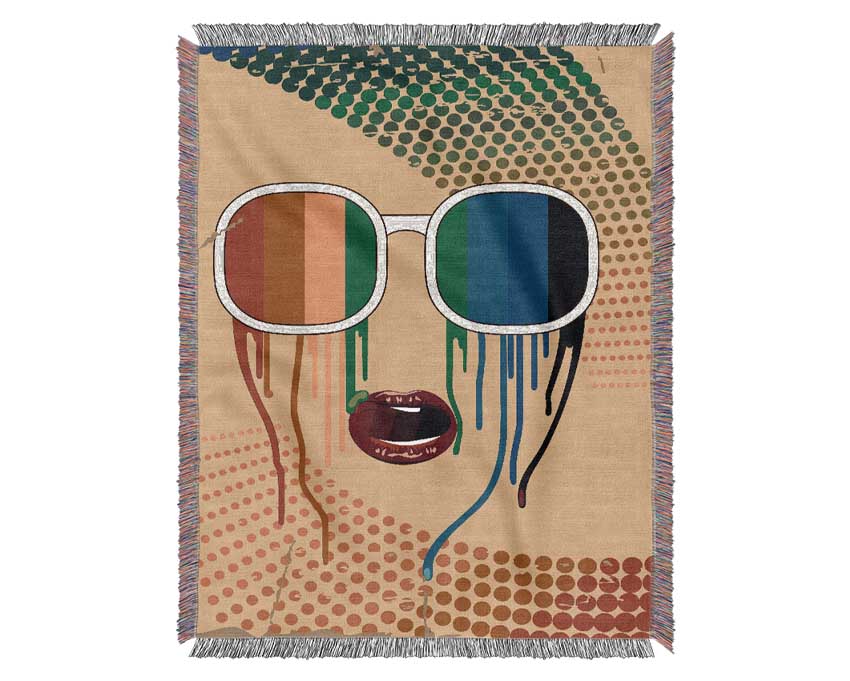 Funky Rainbow Sunglasses Woven Blanket