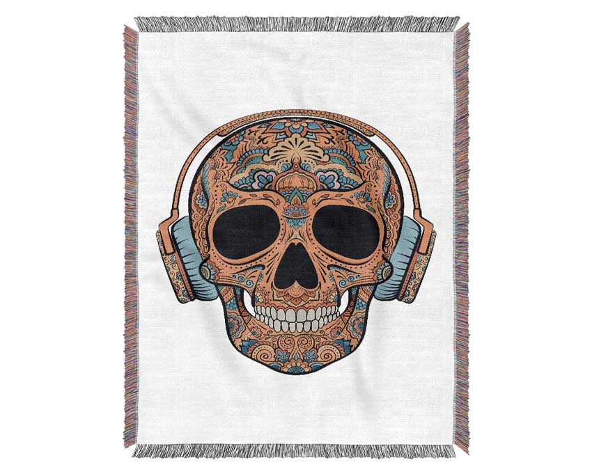 Headphones Skull Woven Blanket