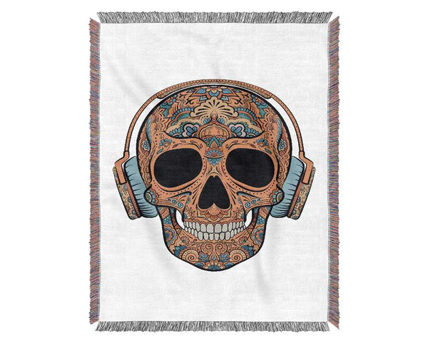 Headphones Skull Woven Blanket