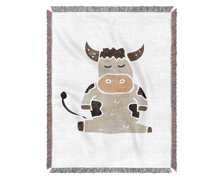 Sitting Cow Woven Blanket