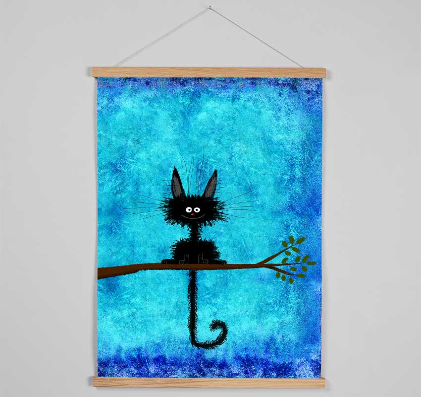 Happy Black Cat Hanging Poster - Wallart-Direct UK