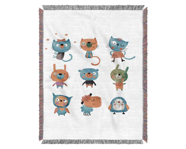 Funny Animals Woven Blanket