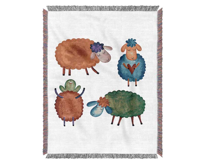 Colourful Sheep Woven Blanket