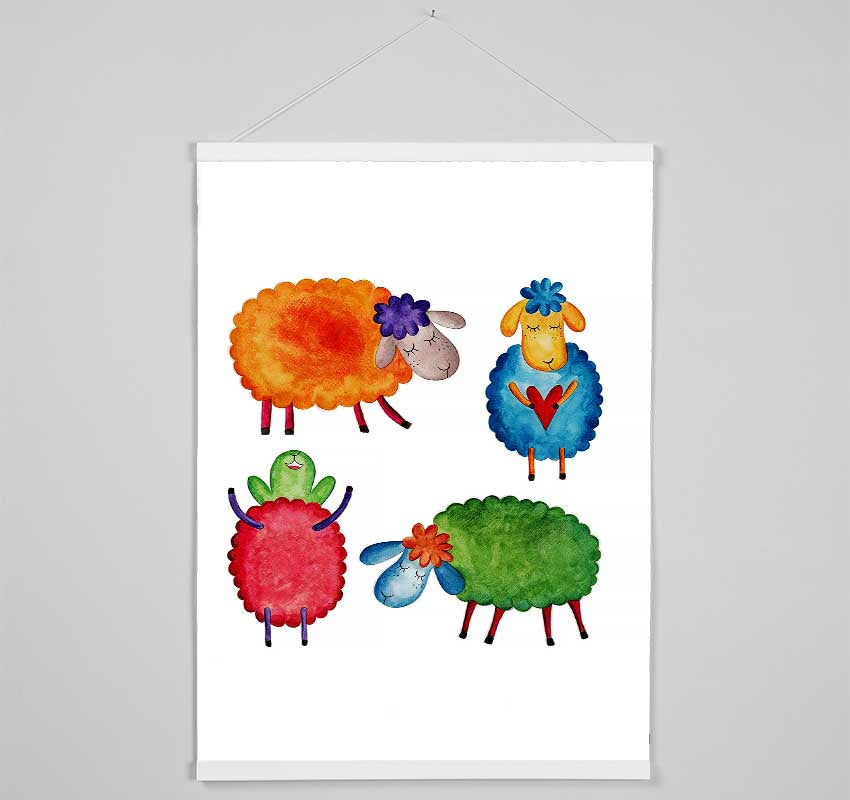 Colourful Sheep Hanging Poster - Wallart-Direct UK